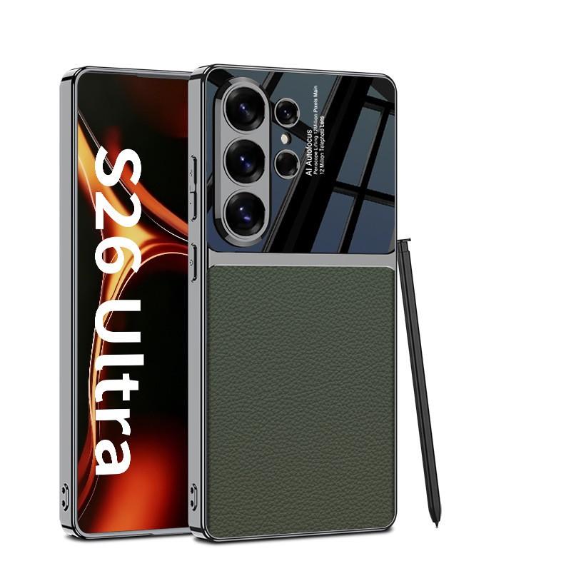 Premium Electroplated Vegan Leather Phone Case Galaxy S26 Ultra S25 S24 S23 Carbon Fiber Style Shockproof
