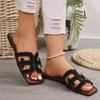Large size cool slippers women's summer new flat-bottomed non-slip hollowed-out beach shoes one-word casual cool slippers women