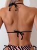 2025 Zebra Stripe Halter Bikini Three-Piece Swimsuit