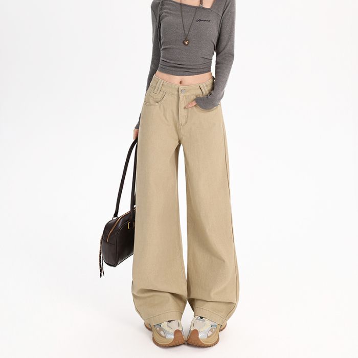 Ge Di Jie Mei De La Ka Qi color loose hanging wide leg jeans women's new style