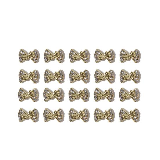 20Pcs Nail Decoration Shiny Visual Effect Show Unique Charm Alloy Excellent Bow-knot Ornament Manicure Nails Accessories for Salon
