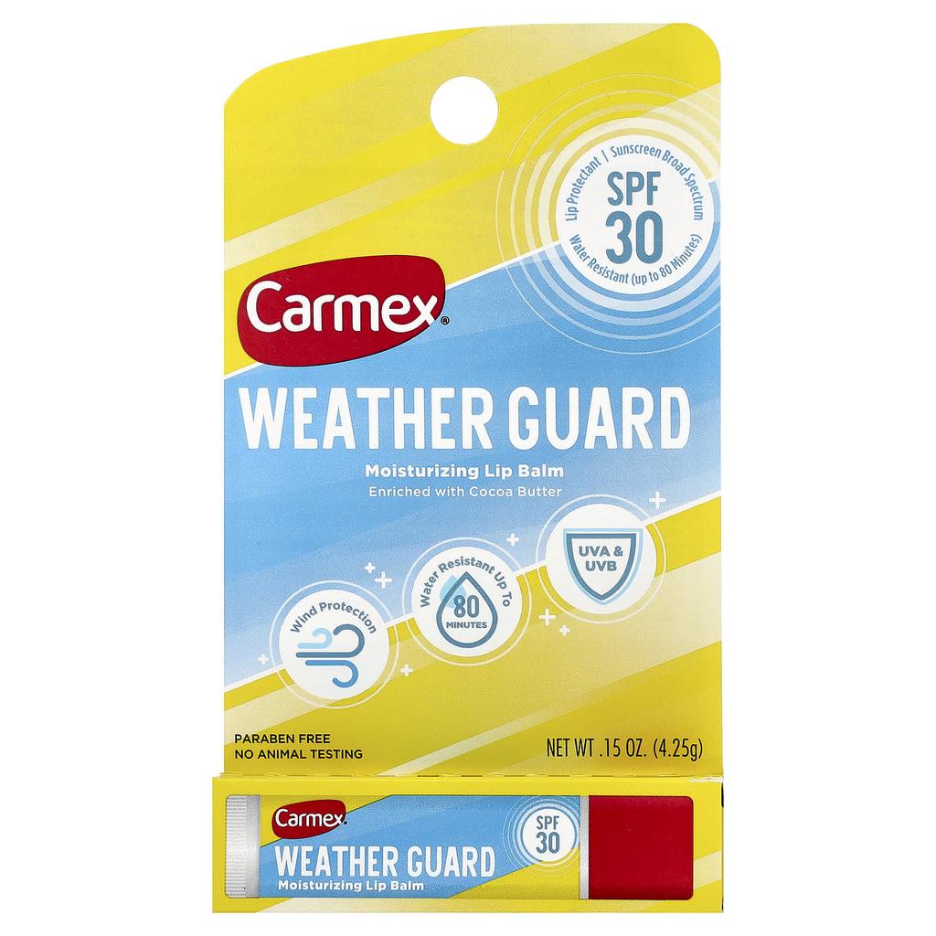 Carmex Защита от погоды, Увлажняющий бальзам для губ, SPF 30, 4,25 г (0,15 унции)