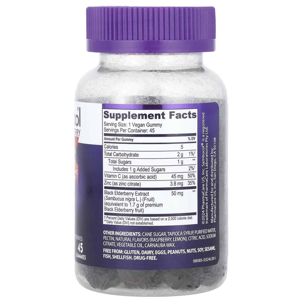 Sambucol, black elderberry immune boosting gummies, advanced, 45 gummies