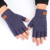 Autumn And Winter Men's Half-finger Warm Knitted Gloves Adult Thickened Cycling Fingerless Outdoor Gloves