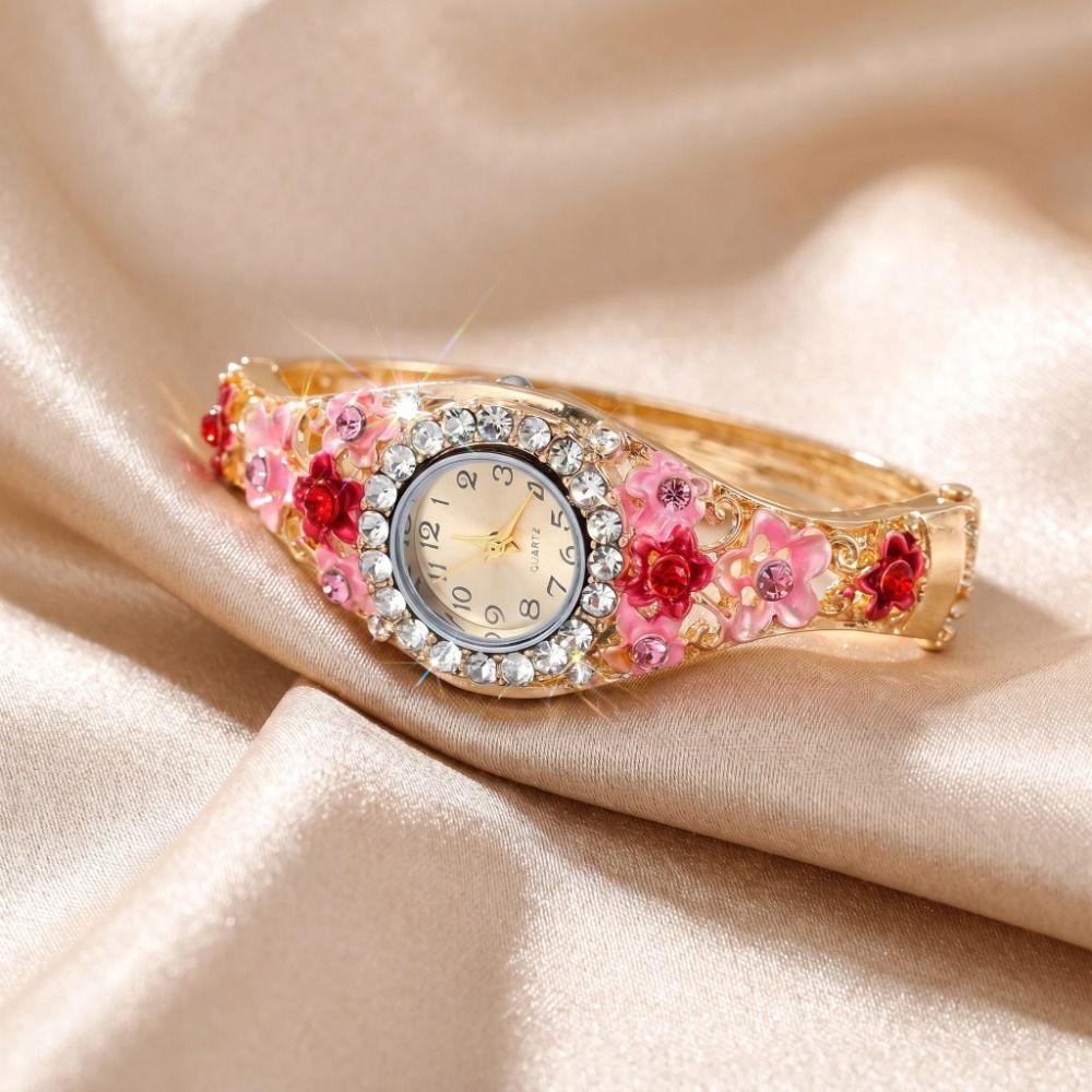 Rich In Flowers Vintage Watch Rhinestone Bracelet Bracelet Watch Ladies Wristwatch Dress Watch