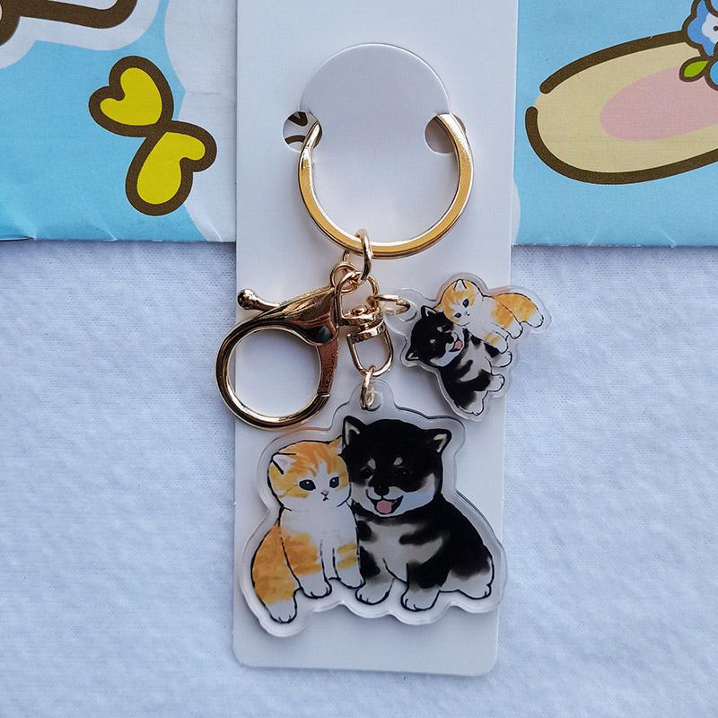 Мультяшное животное акриловый брелок милый мультяшный кулон с кошкой прозрачный двухсторонний кулон с кошкой брелок студенческие подарки