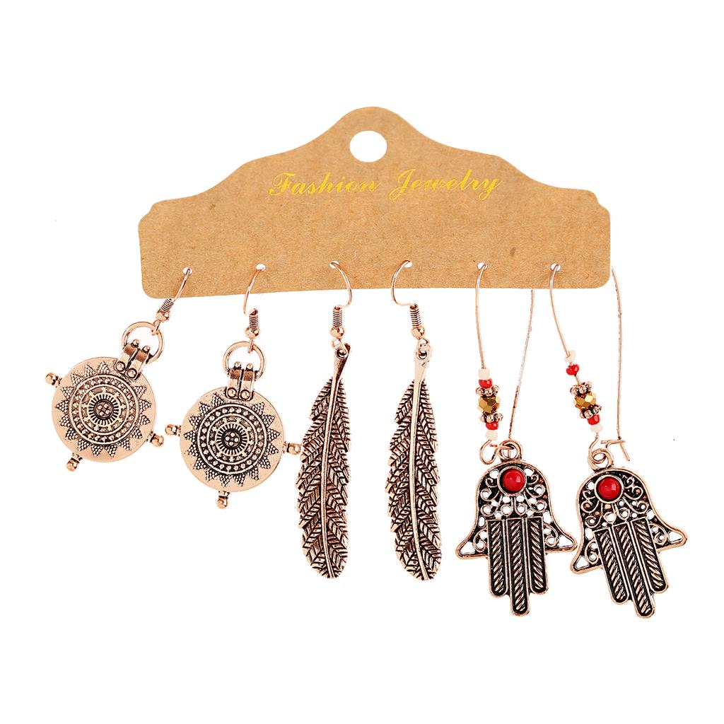 Antique Sliver-Plated Hollow Alloy Geometric Dangle Indian Earrings For Women Gypsy Zircon Boho Ethnic Leaf Bell Tassel Earring