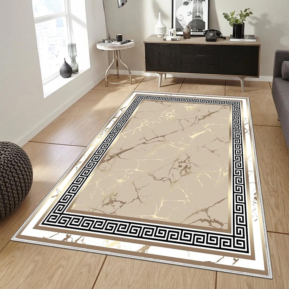 Нескользящий коврик с цифровой печатью в золотой рамке, моющийся кухонный ковер, ковер для гостиной, ковер для спальни