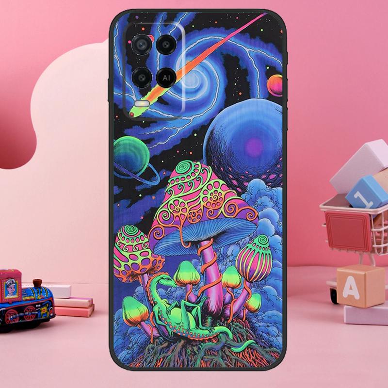 Странный психоделический чехол с грибами для Oppo A74 A94 A54 A17 A57 A77 A76 A16 A96 A18 A60 A80 A40 A38 A58 A78 A98 A15 A5 Pro