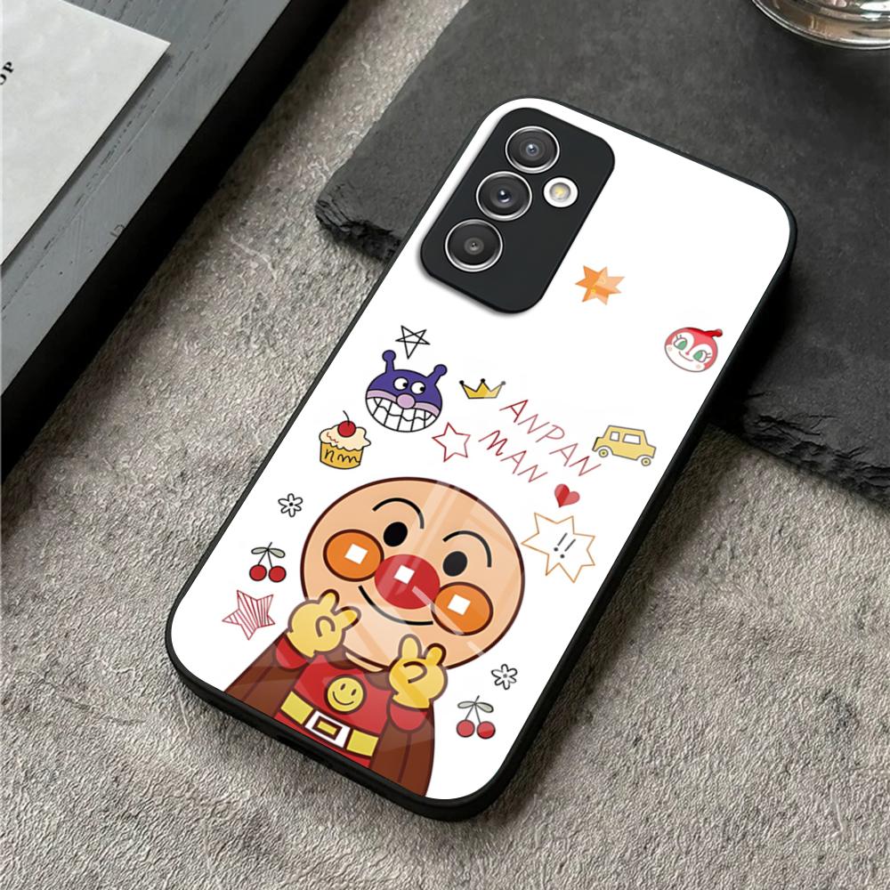 Чехол для телефона Samsung S25 Ultra S26 S23 S24 Plus S22 S20 S21 Fe A54 A34 A53 A16 Стеклянная крышка Мультяшный милый Анпанман