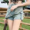 Irregular Denim Short Skirt Female Summer High Waist Thin Package Hip Work Skirt Trousers