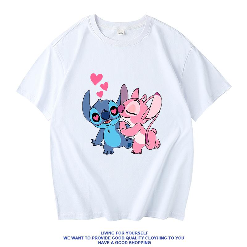 Женская летняя повседневная футболка Disney со Стичем - Свободный крой, короткий рукав, студенческий топ