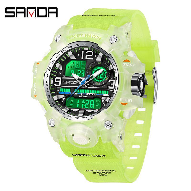 Sanda Teen Multi-functional Waterproof Sports Watch with Alarm & Luminous Display