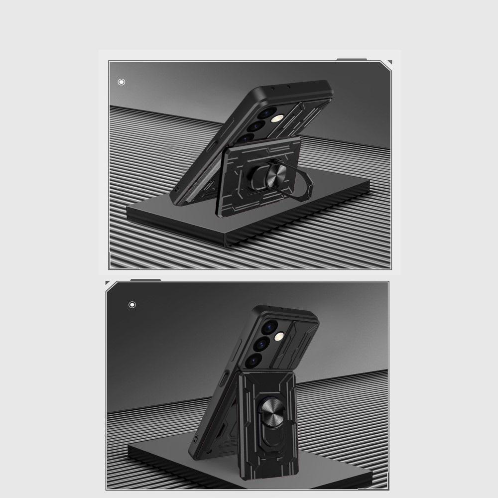Armored Case for Samsung Galaxy S24, Camera Slide Card Slot, Black