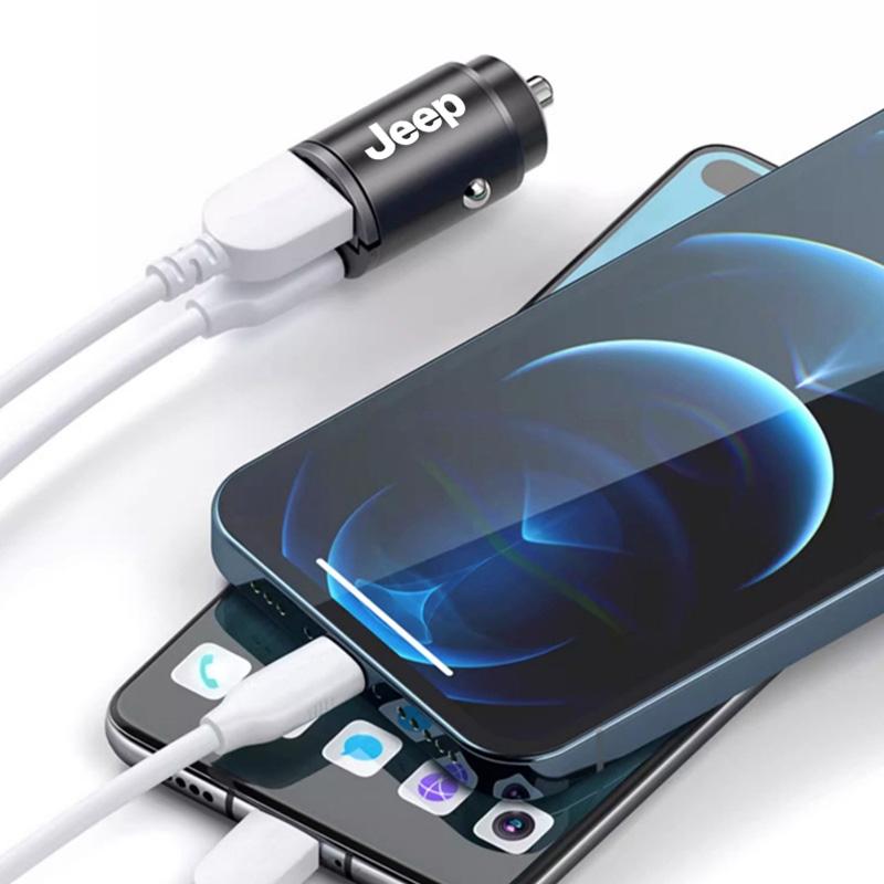 USB Type-C Car Lighter Fast Charging Charger Adapter Accessories For Jeep Grand Cherokee Wrangler JK Gladiator Compass Renegade ANQ1