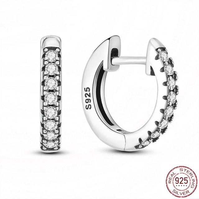 Серьги из стерлингового серебра 925 пробы, настоящее большое сердце, циркон, круглые серьги-кольца для женщин, модные серебряные серьги, ювелирные изделия, подарок