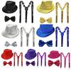Sequined Sequined Hat Solid Color Neck Tie Fashion Suspenders  Carnival