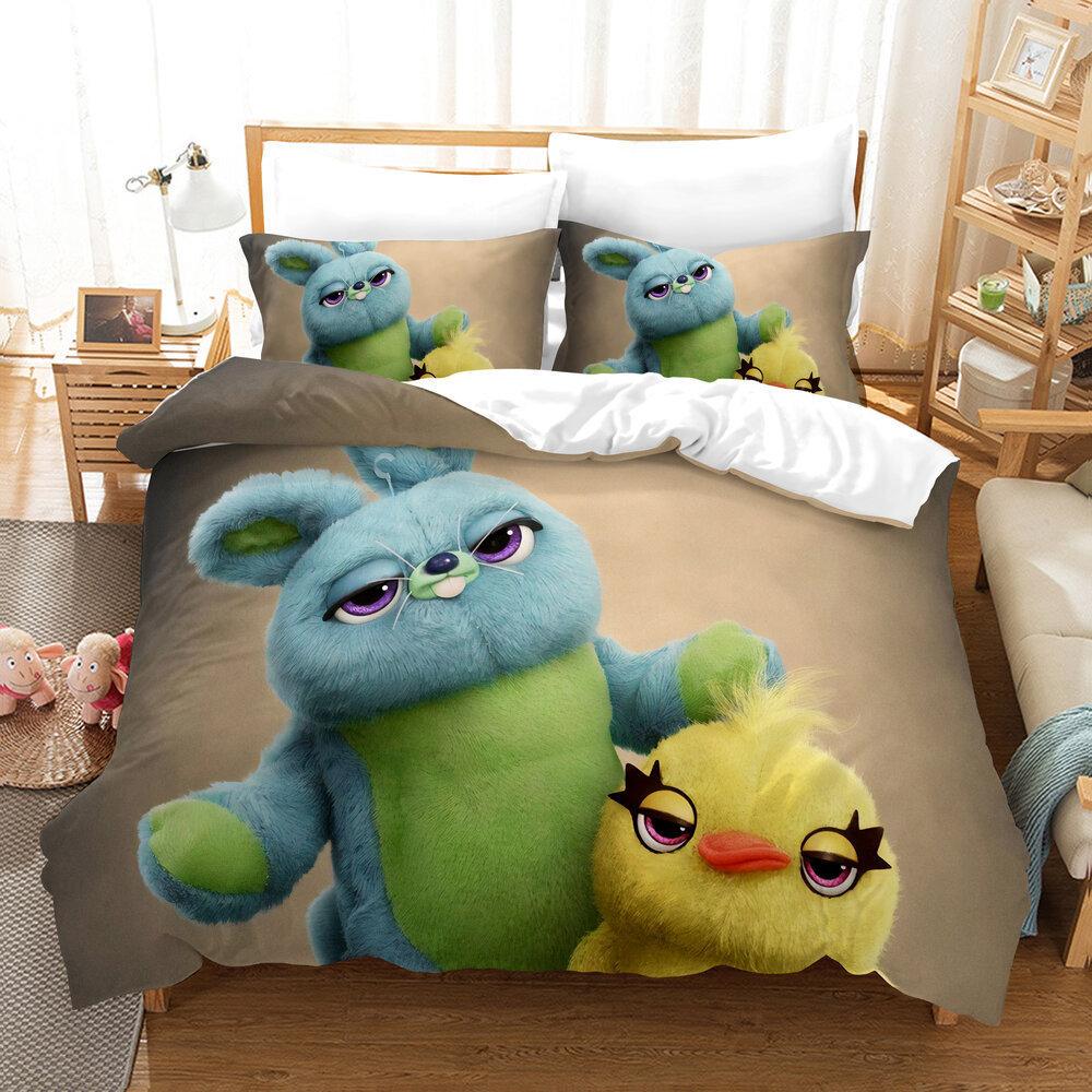Factory 3D Digital Printing Quilt Set Three-Piece Cartoon Animation Thickened Grinding Kit