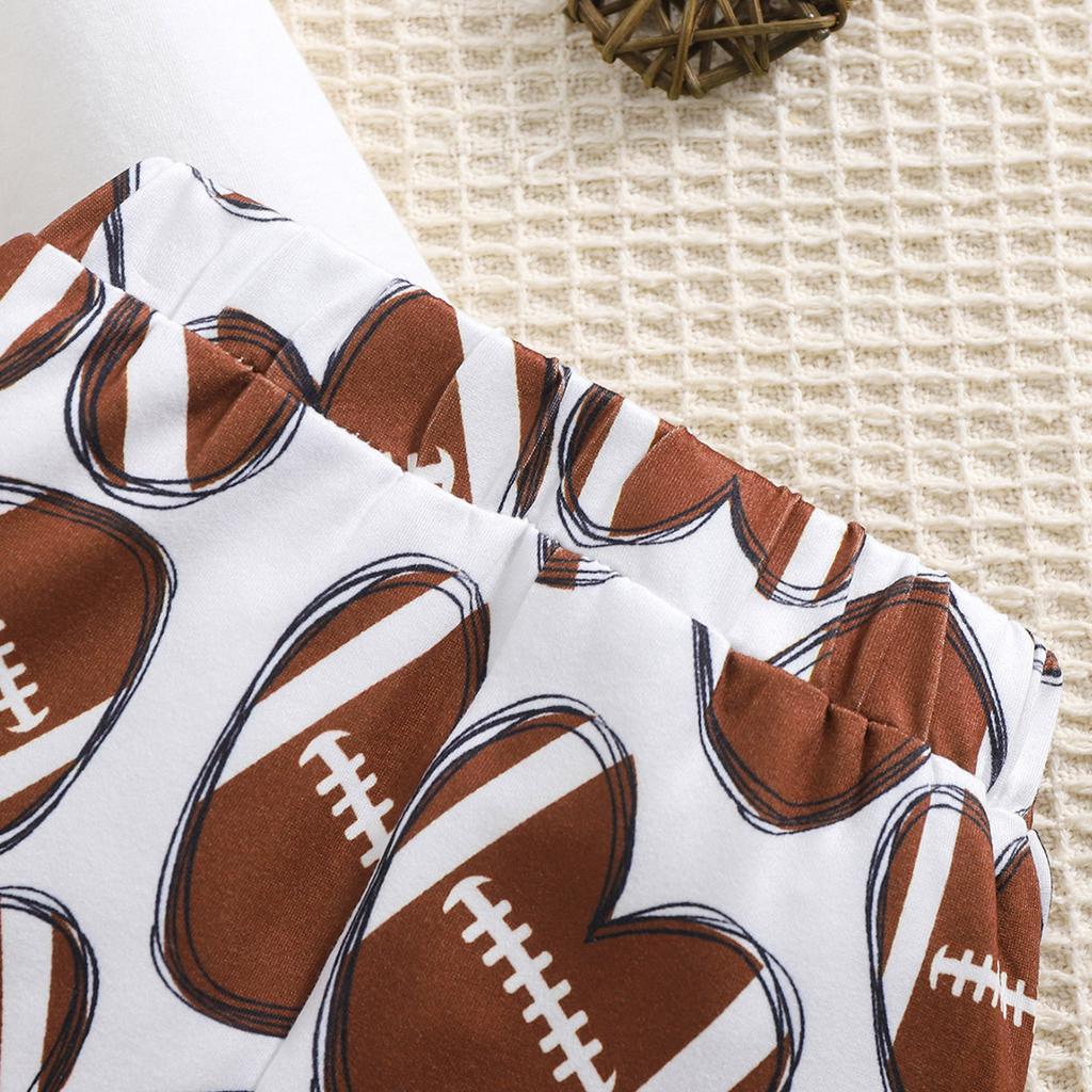 Baby Girl Cute Rugby Letter Long Sleeve Cotton Bodysuit Full Print Trousers With Hairband Outfit Set