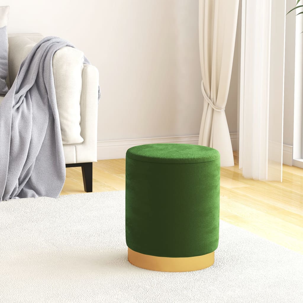 Round Storage Footstool Green Velvet 31 x 37 cm