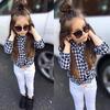 Toddler Kids Baby Girl Plaid Tops+Demin Pants 2Pcs Outfits Clothes Set