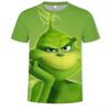 New 2025 Christmas Cartoon Green Fur Monster 3D Printed Men  Short Sleeve Grinch