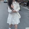 Spring Autumn Women's Sweet Japanese Style Long Sleeve Dress Summer Korean White Shirt Dresses