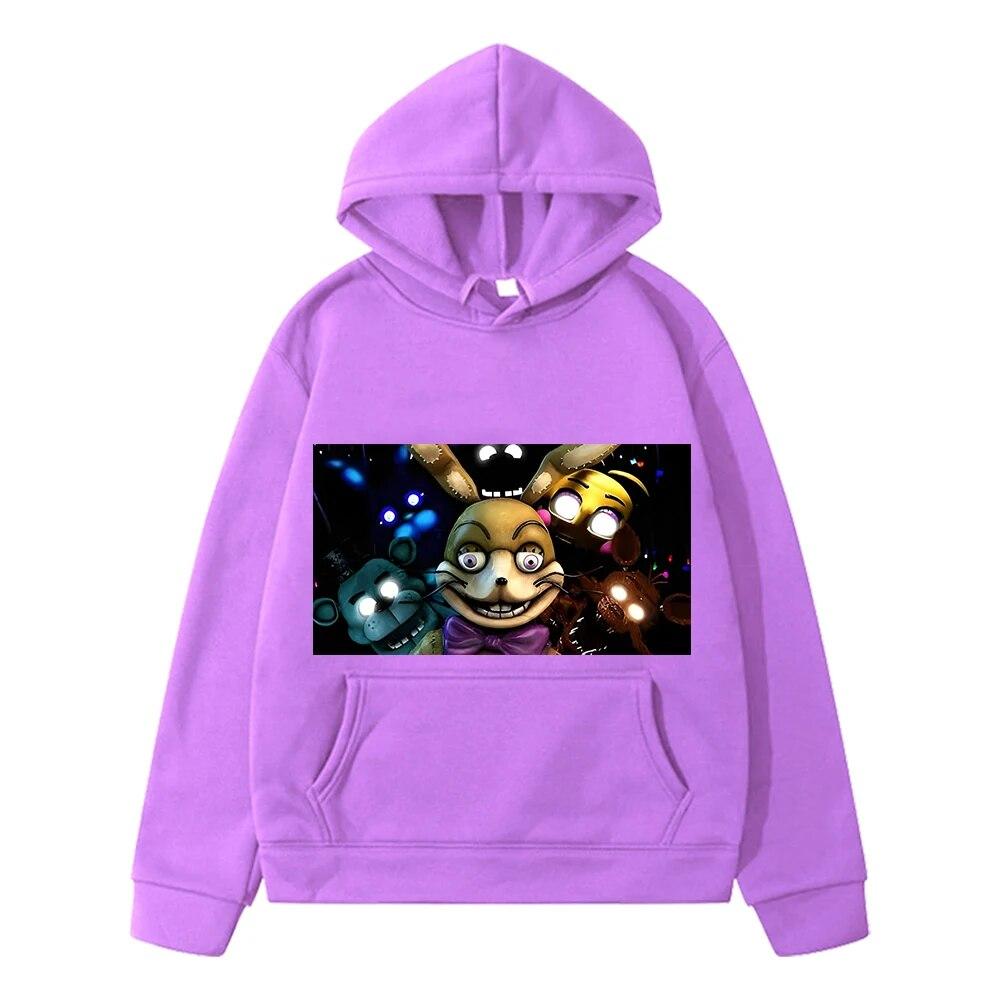 Толстовка с капюшоном в стиле аниме FNAF, осенняя флисовая толстовка для мальчиков y2k, пуловер Sudadera, куртка с медведем и кроликом, кавайные толстовки с капюшоном, детская одежда для девочек