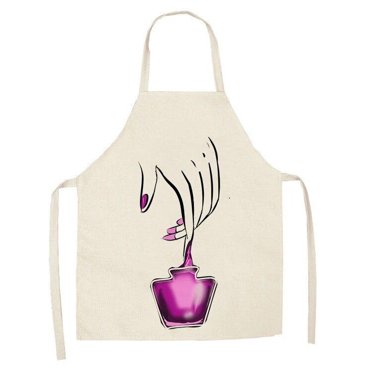 Sleeveless Linen Apron Men and Women Household Cleaning Tools Apron Nail Polish Ladies Perfume Printing Kitchen Apron