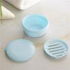 Portable Round Soap Dishes Plastic Soap Container With Lid Leak-Proof Drain Soap Box Holder For Home Traveling Outdoor Hiking Camping Gym