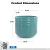 Large Ceramic Flower Pot diameter 42 cm, Hand-Glazed Turquoise-Green High-Gloss Surface, Geometric Groove Pattern, Breathable, Frost-Resistant