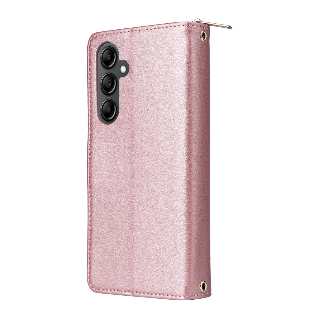 For Samsung Galaxy A17 5G Case 9 Card Slots Zipper Pocket PU Leather Phone Cover with Wrist Strap