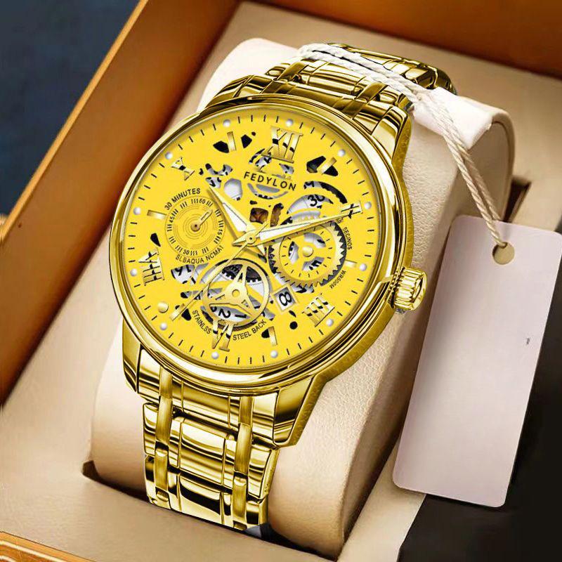 Модернизированный механизм полностью автоматический механизм мужские часы красивые черные технологии тренд корейская версия водонепроницаемые светящиеся мужские