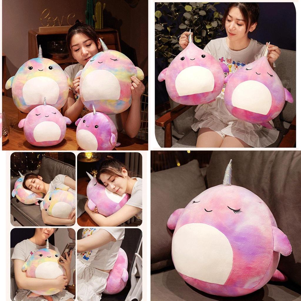 Squishmallow Мультяшная Подушка-Кит Плюшевая Игрушка Коллекционная Из Эластичного Кристального Вельвета Фиолетовая/лавандовая Маленький/большой Размер Набивка ПП Хлопком