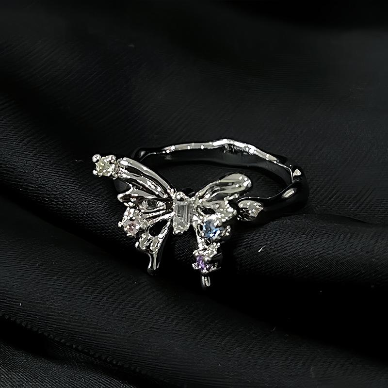 Flowing Butterfly Shadow Series Niche Design Butterfly Pendant Opening Ring High Sense Cold Wind French Ring Female