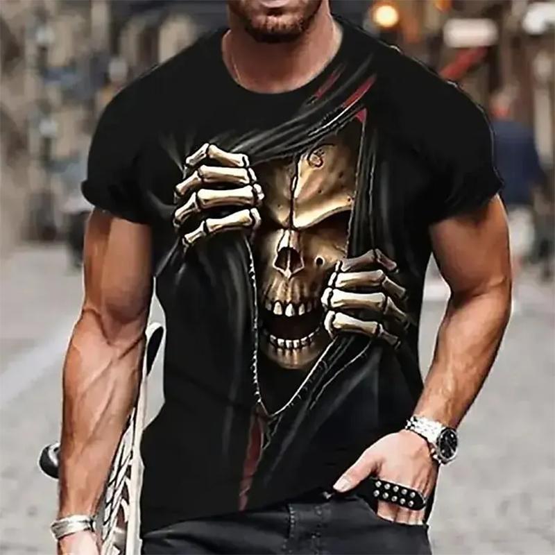 Summer Skull 3D Print T-Shirts Streetwear Horror Men Women Fashion Oversized Short Sleeve T Shirt O-Neck Kids Tees Tops Clothing