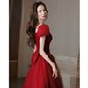 Princess on the Run Toast Bride 1011 New Temperament Red Engagement Summer Evening Dress Women's Small Dress