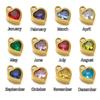 10pcs Stainless Steel 12 Months Birthstone Heart Zircon Charms Connector DIY Jewelry Findings Necklace Bracelets Earrings Making