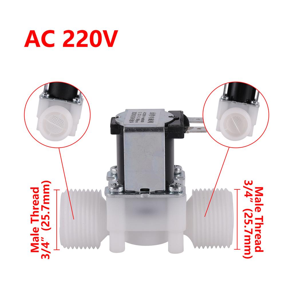 Электромагнитный клапан нормально закрытый, AC 220V/DC 12V, 1/2" 3/4" наружная резьба, пластиковый клапан для воды, давление 0.02-1 МПа, 1/10 шт.