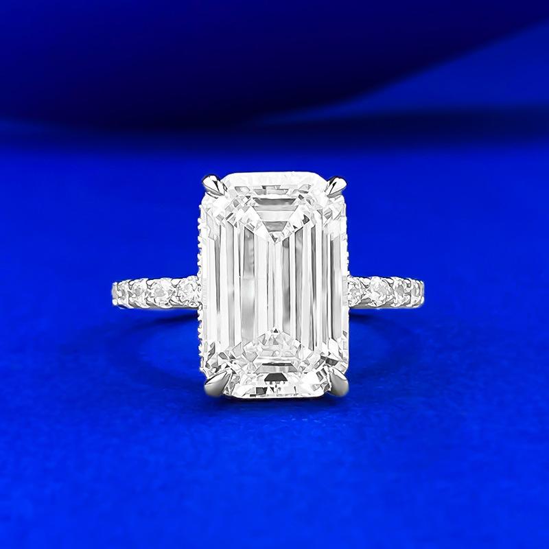 Simulation Emerald Cut 9 * 14Mm Rectangular Ring Ring