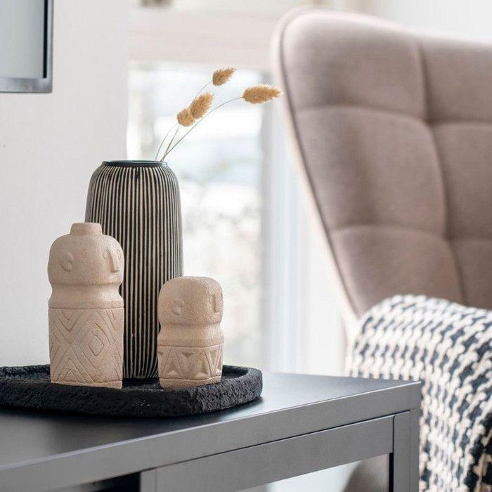 Statuette de décoration en ciment beige 5,5 x 5,5 x 10 cm