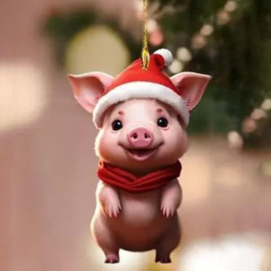 Качающийся кот, подвесное зеркало для автомобиля, украшение в рождественской шапке, подвесное украшение для автомобиля, акриловое универсальное украшение для автомобиля