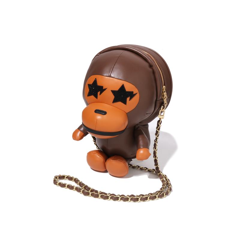 A Bathing Ape Детский Мило Мультяшная Обезьянка Алмазное Украшение Сумка Женская Сумка Через Плечо Коричневая 0ZXBGWX30189Q