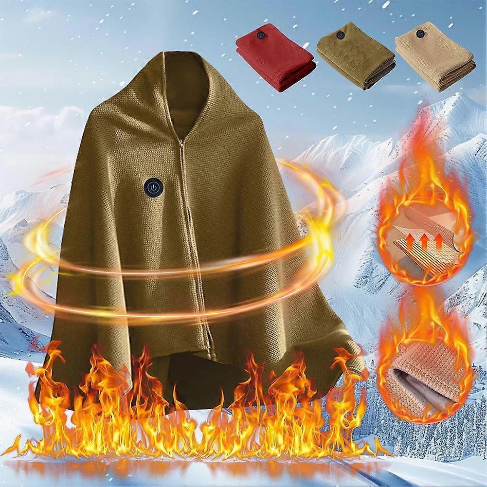 Crazyview Wearable USB Heated Blanket Shawl,2025 New Portable Heated Shawl,Outdoor Portable C Blanket,3 Gears Electric Zones Heating 8