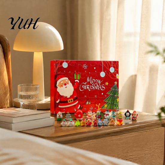 Festival Advent Calendar Merry Christmas Calendar, with 24 Stress Relief Squeeze Toys, Days Xmas Countdown Box, Holiday Party Gift Toys