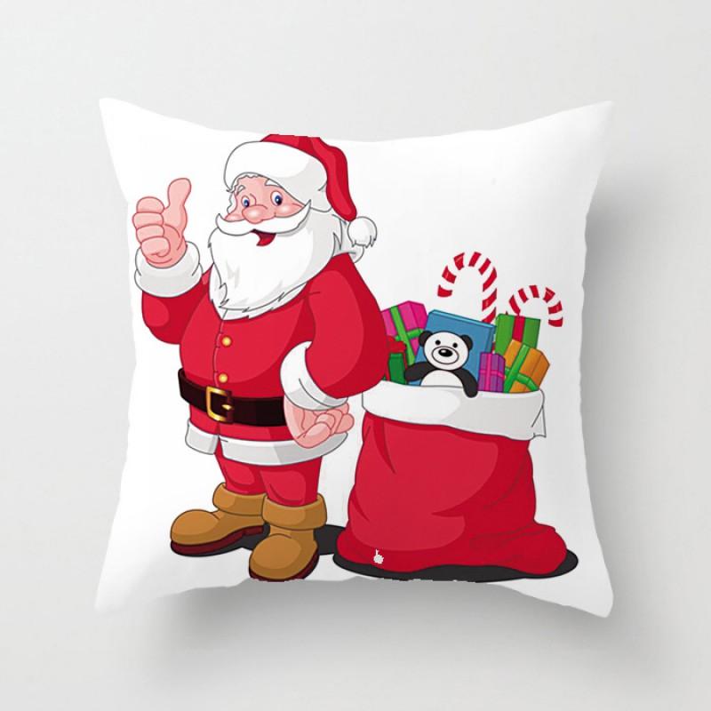 Creative Hand-Drawn Cartoon Christmas Pillow Cover Decorative Throw Cushion Case Living Room Car Holiday Home Decor