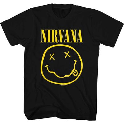Официальная футболка Nirvana с изображением смайлика. Новая, унисекс, лицензированная продукция.