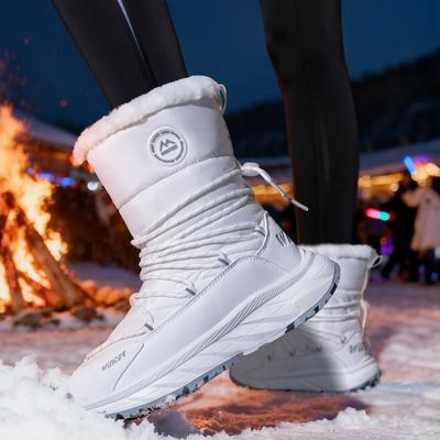 Женские большие размеры, мягкая подошва, увеличивающие рост, теплые меховые, высокие зимние нескользящие сноубутсы, плюшевая подкладка, спортивные хлопковые ботинки для улицы