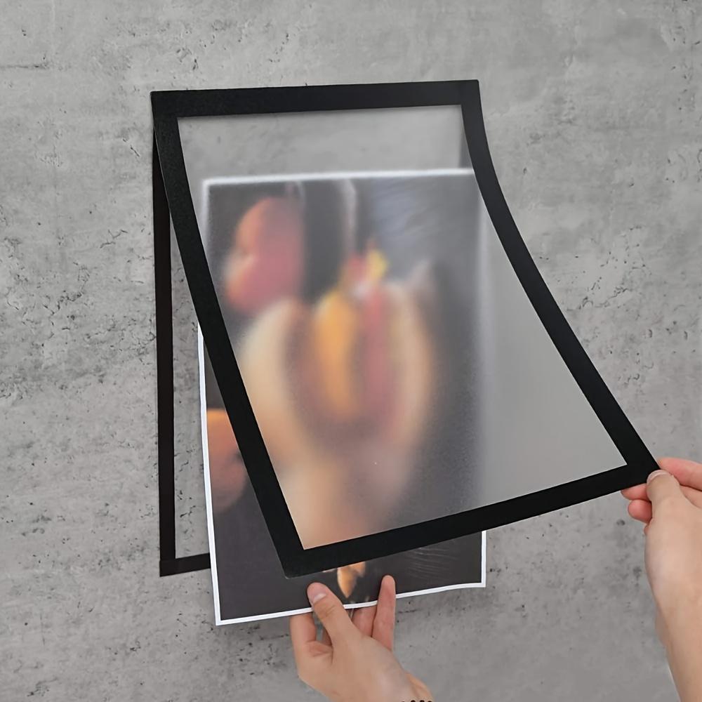 Set of 3 Magnetic Wall Frames - Self-Adhesive, Vertical Photo & Document Display, Matte B/W