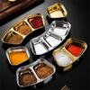 1/2/3 Grids Stainless Steel Seasoning Dish Sector Ketchup Dipping Sauce Bowls Soy Vinegar Plates Restaurant Kitchen Tableware